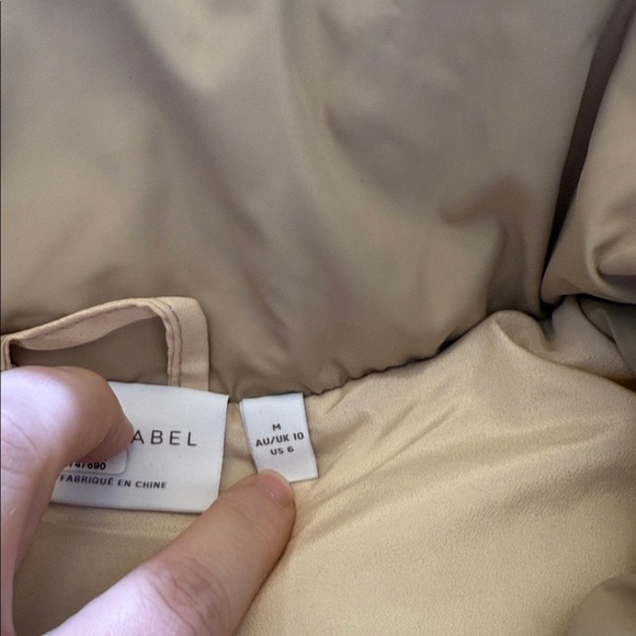 THE FIFTH LABEL Remake Puffer Tan Bomber Jacket Cropped Size Medium - Picture 9 of 14